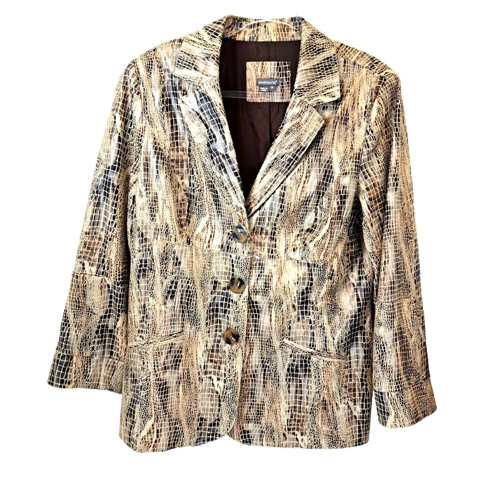 Anthracite Faux Leather Snake Skin Jacket Womens 14 Animal‎ Print Mob Wife